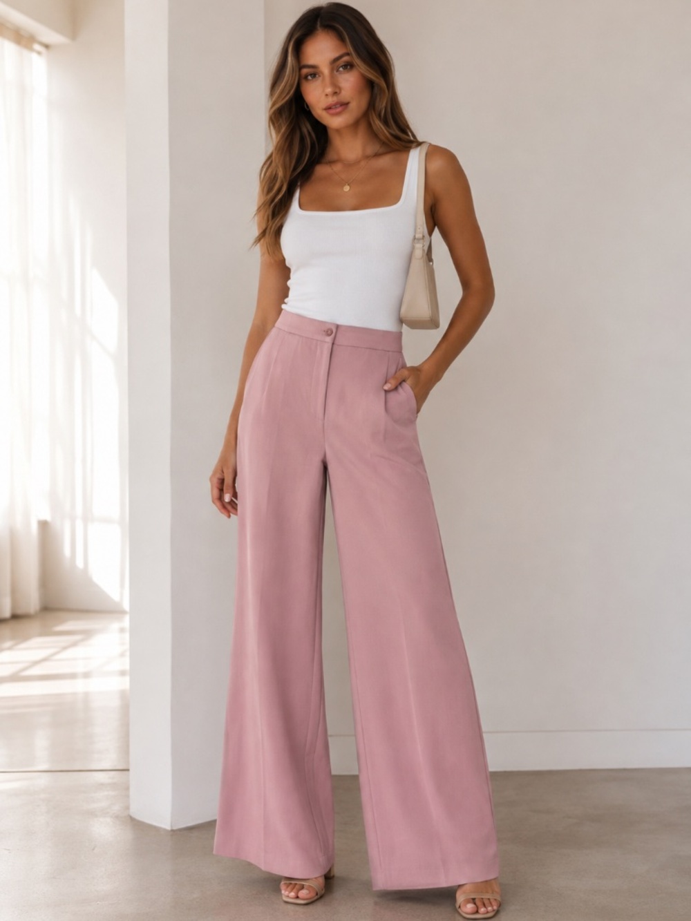 NWT 1. State elegant dusty Rose slacks. Sz 8